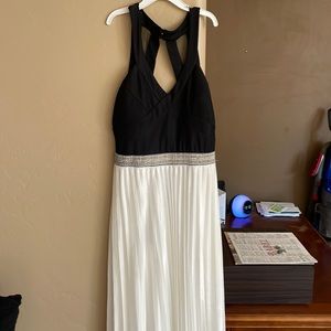 Long black and white prom dress